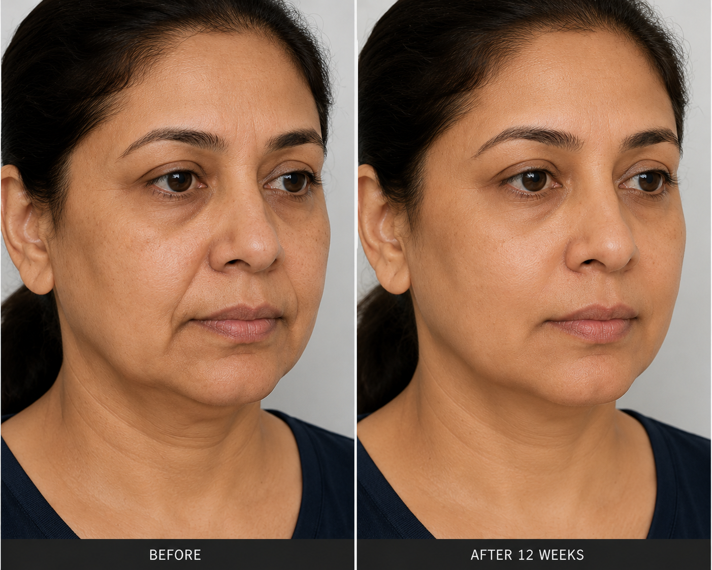 VOLFORMER skin lifting results at Dr. Marwah's Clinics Mumbai, jawline before and after 12 weeks